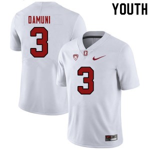 Youth Levani Damuni White Stanford University College Football #3 Jersey 704573-257