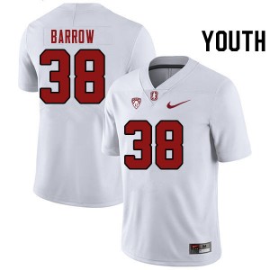 Youth Brendon Barrow White Stanford College Football #38 Jersey 590474-176