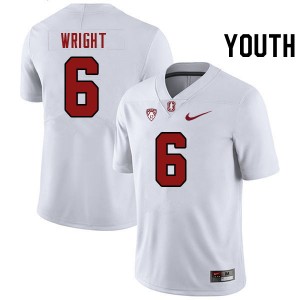 Youth Collin Wright White Cardinal College Football #6 Jersey 888256-513