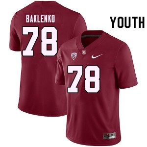 Youth Luke Baklenko Cardinal Stanford Cardinal College Football #78 Jersey 129040-954