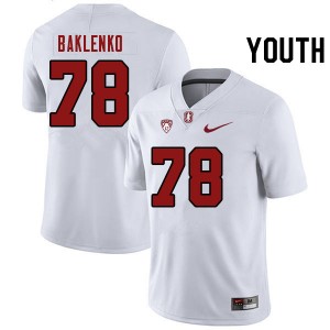 Youth Luke Baklenko White Stanford College Football #78 Jersey 196453-869