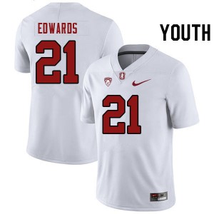 Youth Scotty Edwards White Cardinal College Football #21 Jersey 752144-260