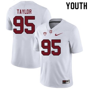 Youth Aristotle Taylor White Cardinal College Football #95 Jersey 980125-711