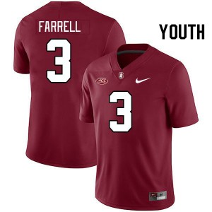 Youth Bryce Farrell Cardinal Stanford University 2024 ACC Conference College Football #3 Jersey 917392-384