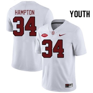 Youth Caleb Hampton White Stanford Cardinal 2024 ACC Conference College Football #34 Jersey 463378-781