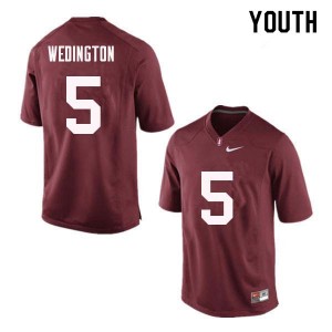 Youth Connor Wedington Red Cardinal College Football #5 Jersey 824367-610