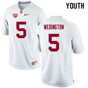 Youth Connor Wedington White Stanford Cardinal College Football #5 Jersey 326740-866