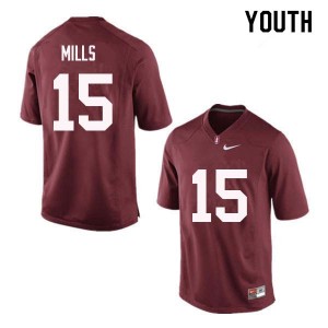 Youth David Mills Red Cardinal College Football #15 Jersey 516305-259