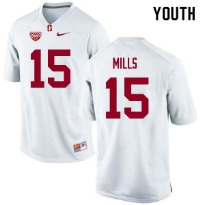 Youth David Mills White Stanford College Football #15 Jersey 955179-714