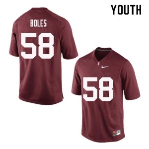 Youth Dylan Boles Red Stanford University College Football #58 Jersey 630602-520