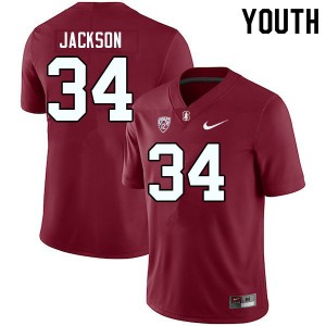 Youth Evan Jackson Cardinal Stanford Cardinal College Football #34 Jersey 979758-116