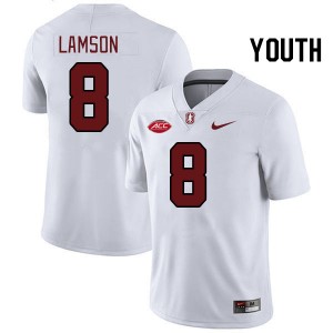 Youth Justin Lamson White Stanford University 2024 ACC Conference College Football #8 Jersey 736003-226